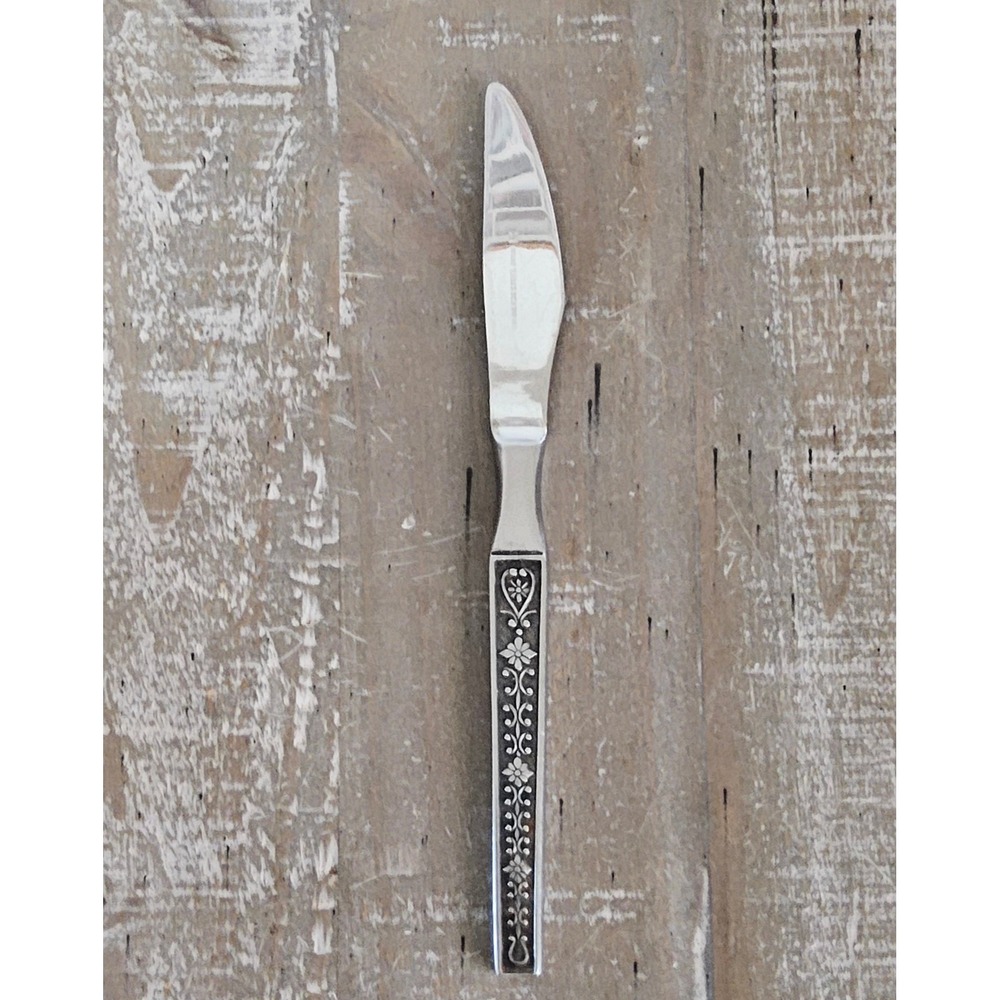 Vintage Riviera Cordova Butter Knife Floral Japan Stainless Steel MCM Flatware